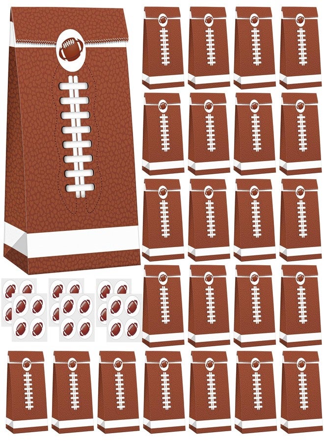 MIMIND 24 Pack Football Party Gift Bags 9.4 x 5.1 x 3.1 Inch Football Goodie Bags with Stickers Paper Treat Bag for Sports Bowl Theme Party Favors - Image 1